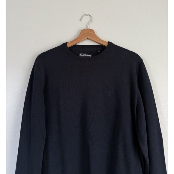 Barbour 100% Cotton Navy Crewneck Sweater Logo Preppy Casual Academia L - Picture 8 of 9